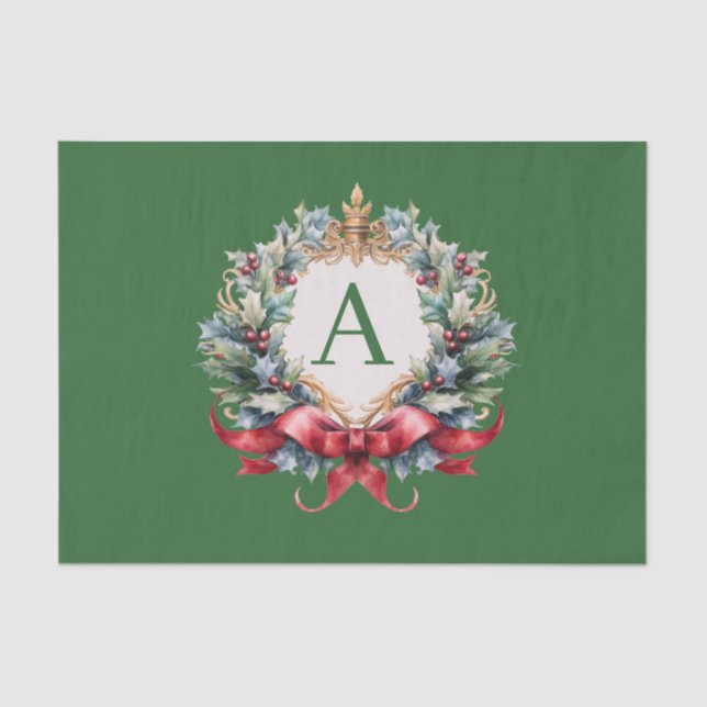 Papel De Seda Letra Elegante Monograma de Natal (Frente )