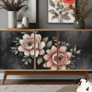 Papel De Seda Letra Floral Dusky de carvão vegetal Vintage Decou