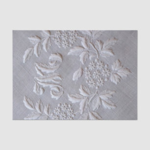 Papel De Seda Letra floral M do monograma do bordado cinzento