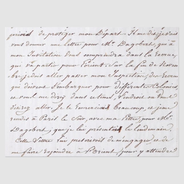 Papel De Seda Letra francesa Vintage - letra cursiva manuscrita (Frente )