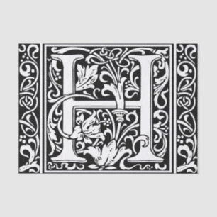 Papel De Seda Letra H Monograma Medieval Art Nouveau