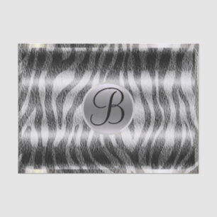 Papel De Seda Letra Inicial Monograma com Impressão de Zebra Pre
