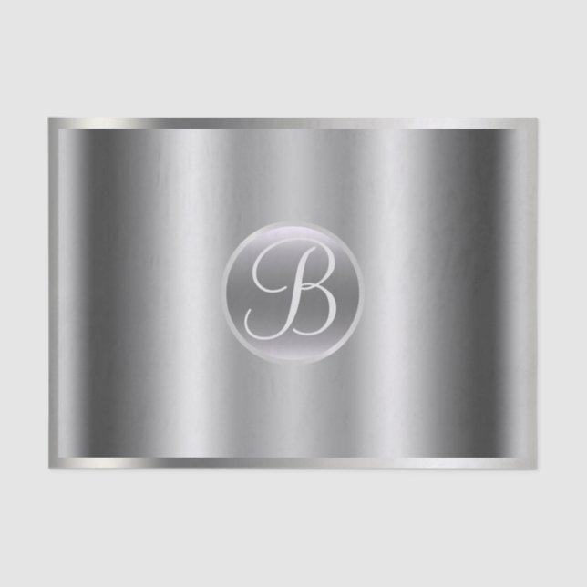 Papel De Seda Letra Inicial Monograma Elegante Brilho Glamour Pr (Frente )