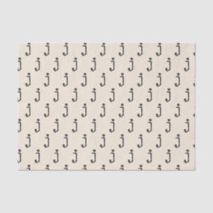 Papel De Seda Letra monograma moderna Typewrite Cream
