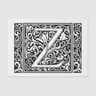 Papel De Seda Letra Z Monograma Medieval Art Nouveau