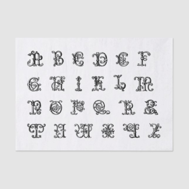 Papel De Seda Letras alfabéticas iluminadas para desacoplamento (Frente )