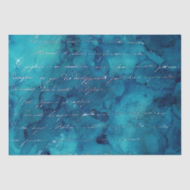Papel De Seda Letras de sereia com brilho teal e iridescente (Frente )