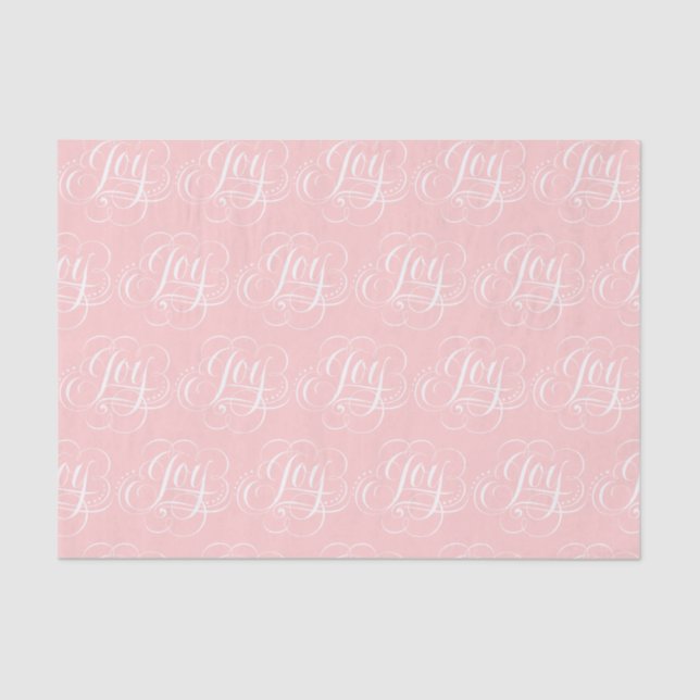 Papel De Seda Letras Fancy Baby JOY - Caligrafia Rosa Bege (Frente )
