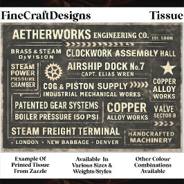 Papel De Seda Letreiro de Tipografia Industrial Steampunk FA5 De