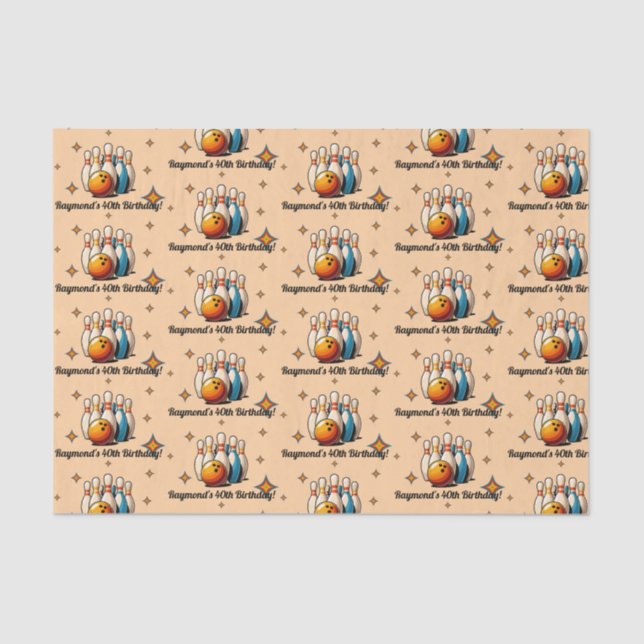 Papel De Seda Let's Strike Up Some Fun Bowling Birthday Party (Frente )