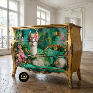 Papel De Seda Lhama Caprichosa em Tutu Verde Decoupage