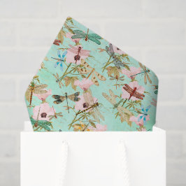 Papel De Seda Libélula Floral Vintage