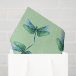 Papel De Seda Libélula Verde