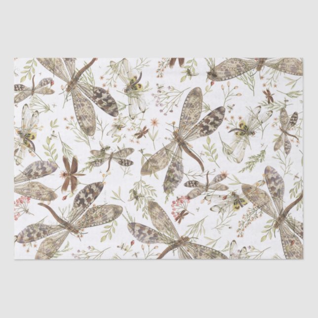 Papel De Seda Libélulas da colagem da natureza (Frente )
