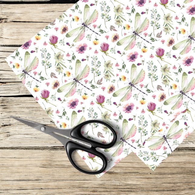 Papel De Seda libélulas e flores silvestres (Criador carregado)
