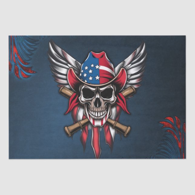 Papel De Seda Liberdade selvagem, crânio americano com morcegos  (Frente )