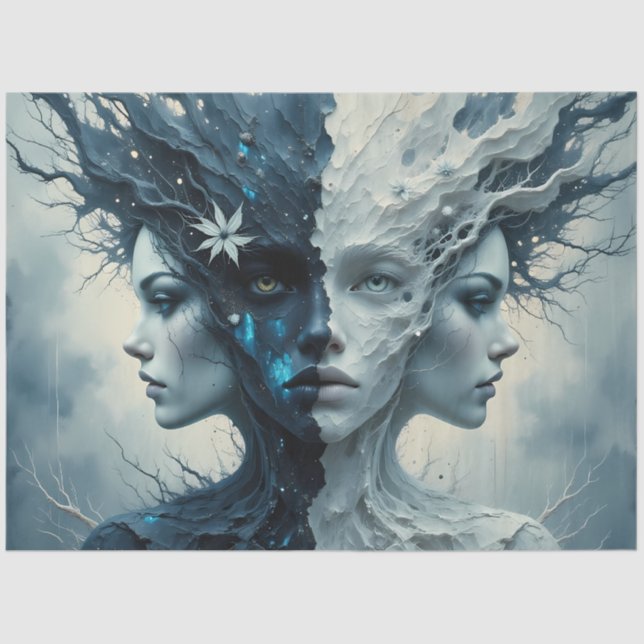 Papel De Seda Light and Shadow Goddess Duality Fantasy Decoupage (Frente )