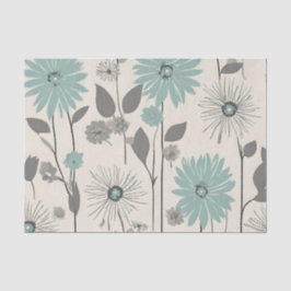 Papel De Seda Light Blue Daisy Mid Century Modern Floral