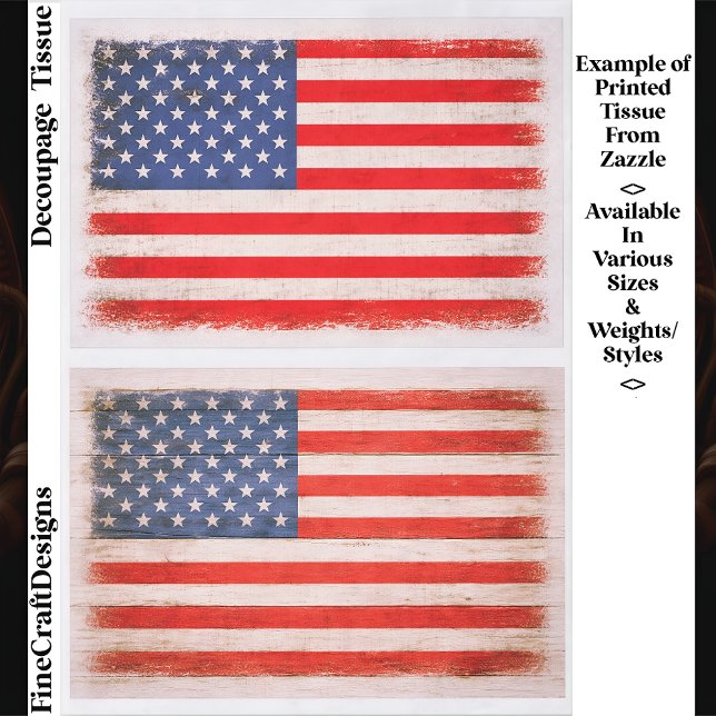 Papel De Seda Light Distressed American Flag Pair EX1 Decoupage (Criador carregado)