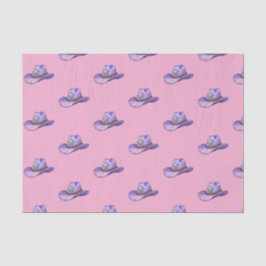 Papel De Seda Light Purple Cowgirl Hat-Pink Background