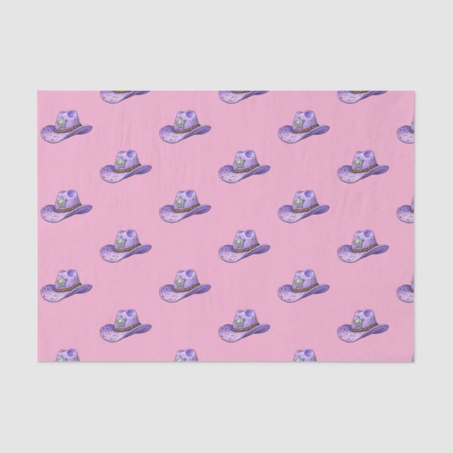 Papel De Seda Light Purple Cowgirl Hat-Pink Background (Frente )