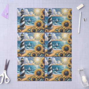 Papel De Seda Lighthouse Girassóis Folha Náutica