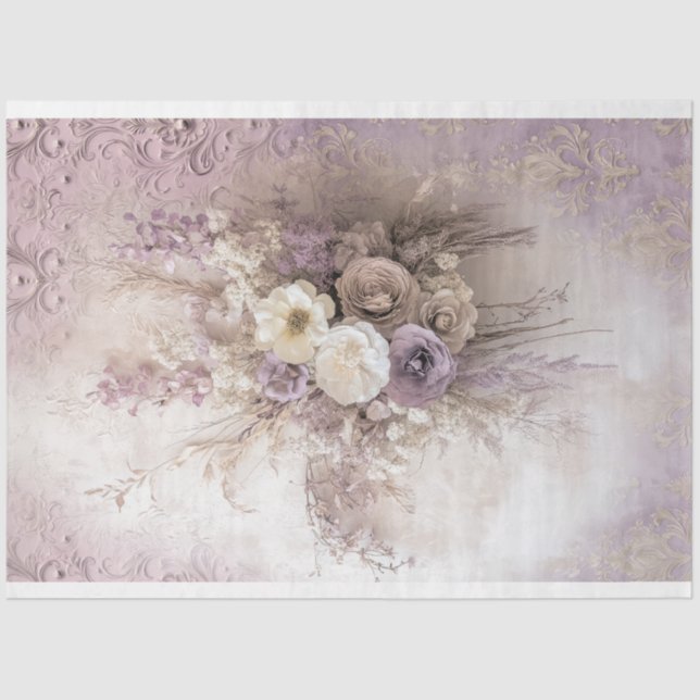 Papel De Seda Lilac Blooms Rustic Romance Floral Buquê (Frente )