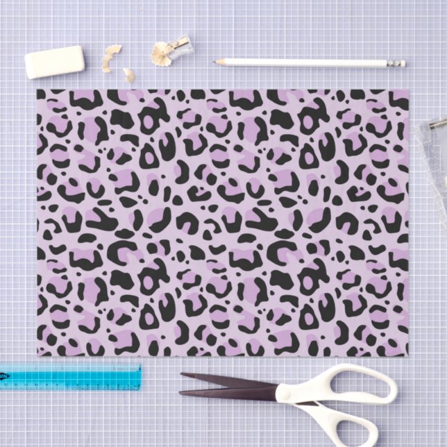 Papel De Seda Lilac Lavender Black Leopard Print Decoupage (Arte )