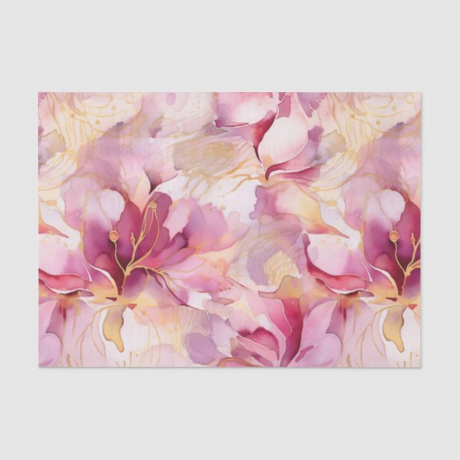 Papel De Seda Lilases Abstratas Modernas Rosa Fúcsia (Frente )