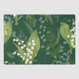 Papel De Seda Lily of Valley com Ferns | Verde Escuro