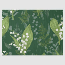 Papel De Seda Lily of Valley com Ferns | Verde Escuro
