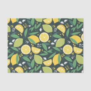 Papel De Seda Limão amarelo e padrão de Comida de Fruta verde