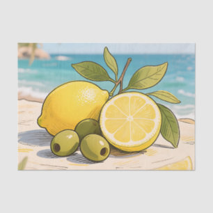 Papel De Seda Limão Solitário Azeitona Praia Fresca