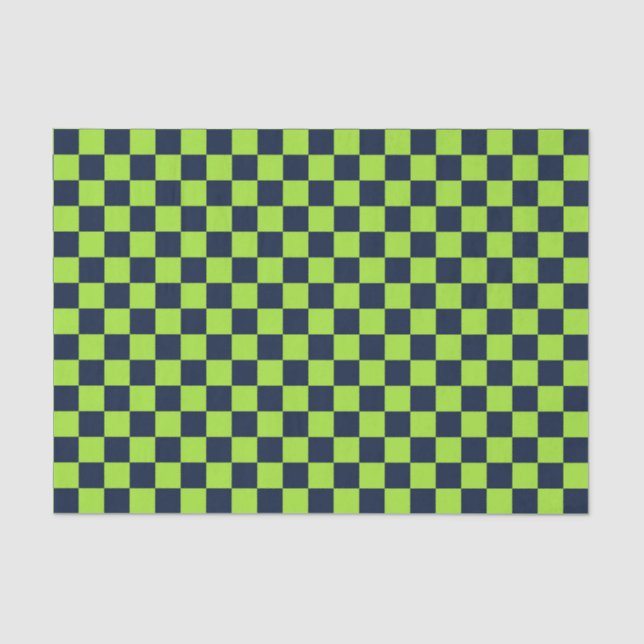 Papel De Seda Lime and navy checkerboard pattern (Frente )
