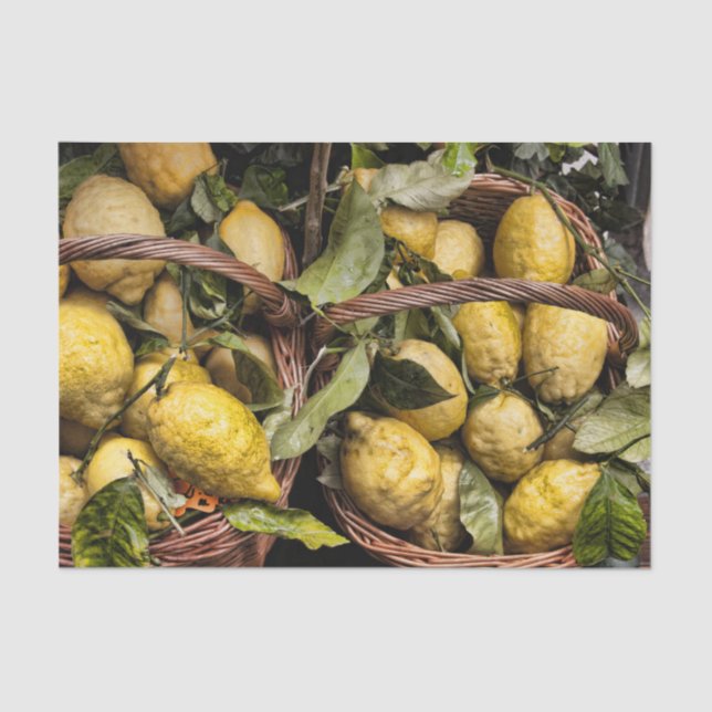 Papel De Seda Limões italianos em uma cesta (Frente )