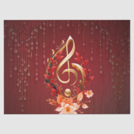 Papel De Seda Limpa ouro com folhas vermelhas.