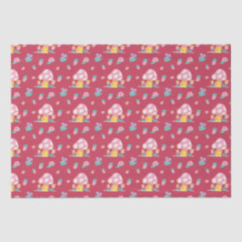 Papel De Seda Linda aquarela Mushroom flores vermelhas