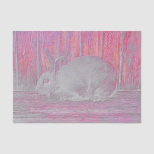 Papel De Seda Linda Arte de Madeira Coelho de Páscoa Branco Rosa