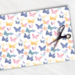 Papel De Seda Linda borboleta Aquarela Padrão Colorido