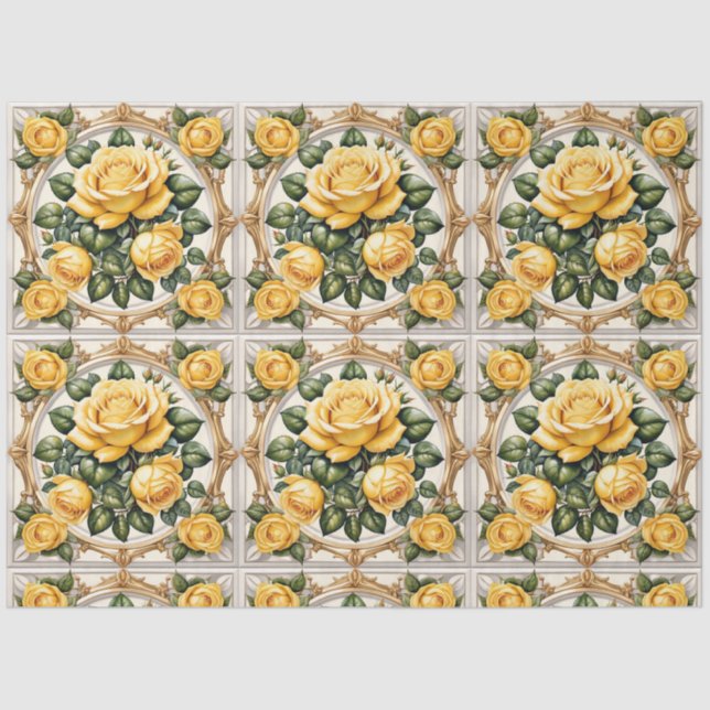 Papel De Seda Linda coleção de rosas amarelas da Trendência (Frente )