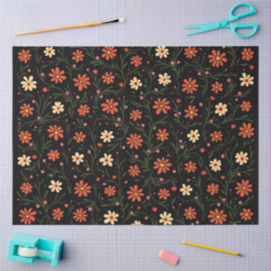 Papel De Seda Linda Coleção Floral de Vintage Moderna