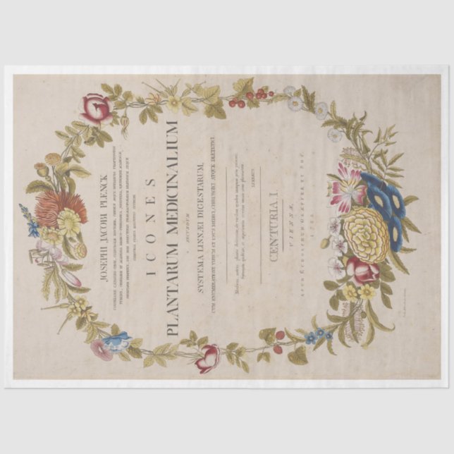 Papel De Seda Linda coroa botânica com roteiro (Frente )