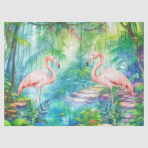 Papel De Seda Linda desacoplamento de Flamingos Rosa Tropical