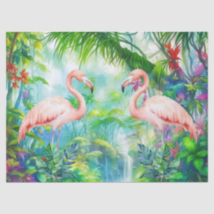Papel De Seda Linda desacoplamento de Flamingos Rosa Tropical