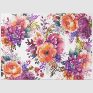 Papel De Seda Linda Descoberta de Flores de Jardim de Aquarela