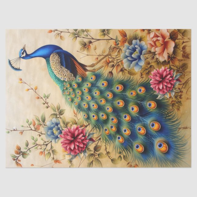 Papel De Seda Linda e flexível desacoplamento de peacock (Frente )