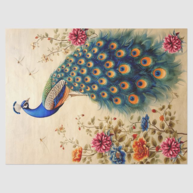 Papel De Seda Linda e flexível desacoplamento de peacock (Frente )