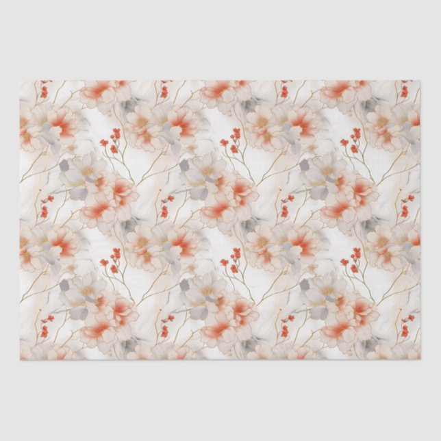 Papel De Seda Linda Feminina Peach Red Floral (Frente )