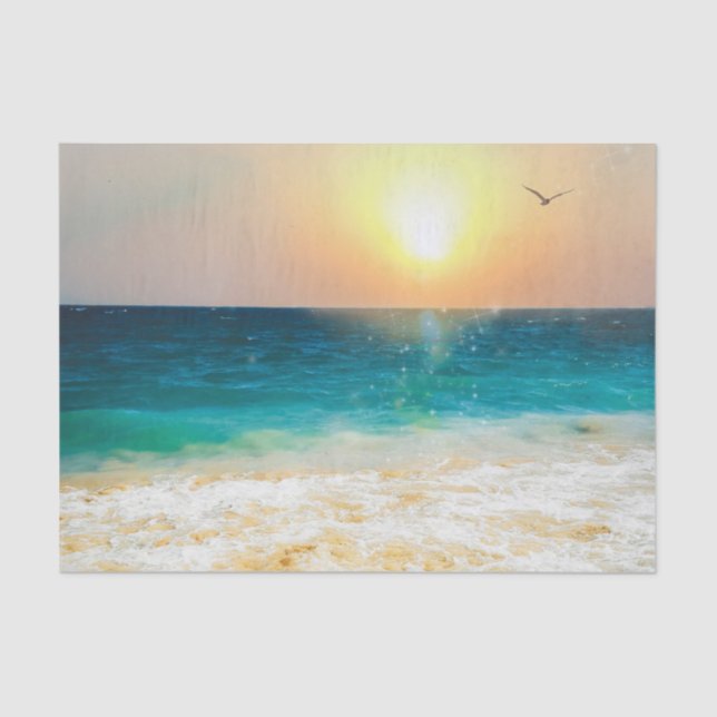 Papel De Seda Linda Foto Sunset Summer Beach (Frente )
