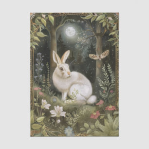 Papel De Seda Linda ilustração de coelho ao luar